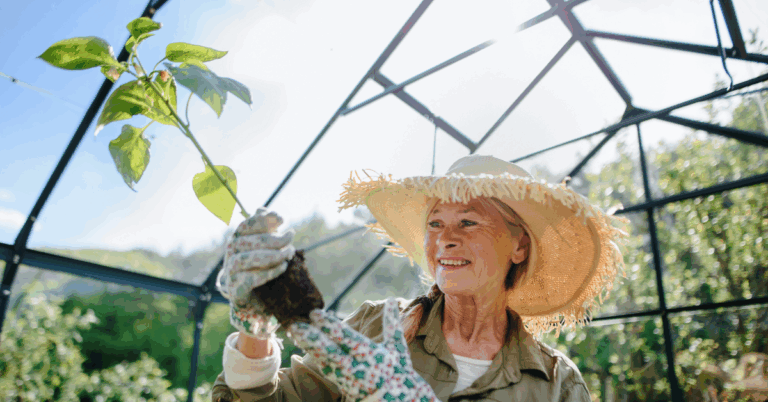 an old lady gardening