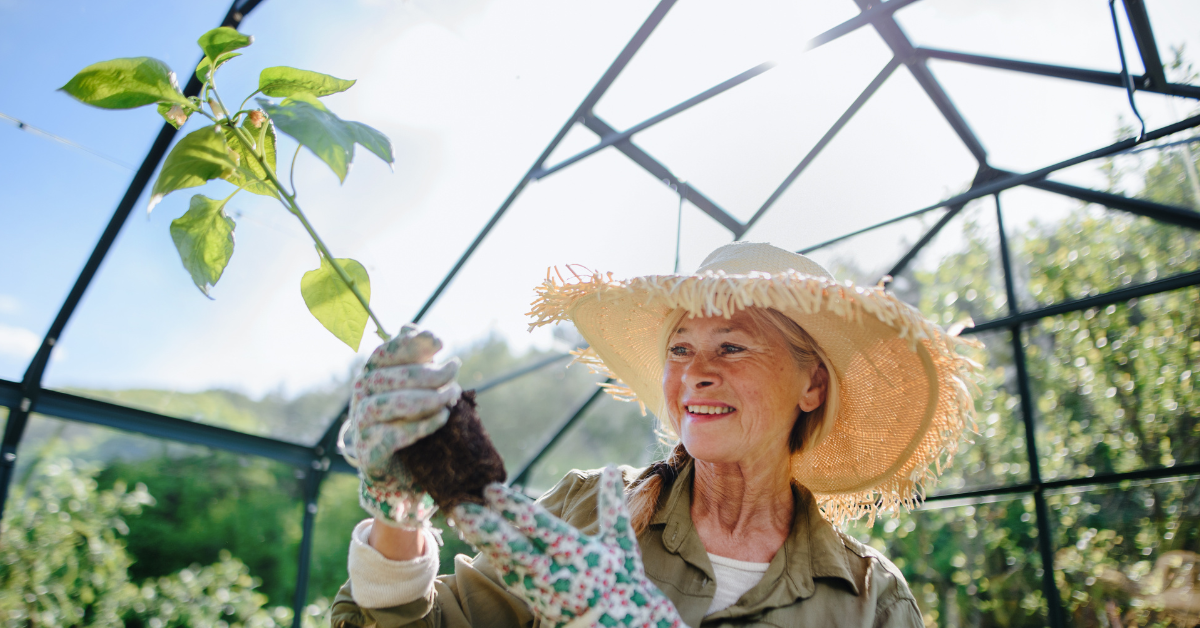 an old lady gardening