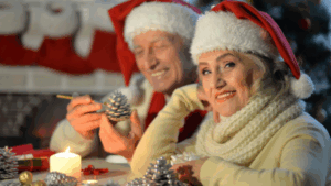 senior couple celebrating christmas