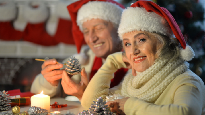 senior couple celebrating christmas